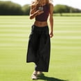 thumbnail image 2 of Women's Loose Wide Leg Track Pants Drawstring Pockets Elastic Waist Capri Hiking Pants with Big Ruched Pockets, 2 of 6