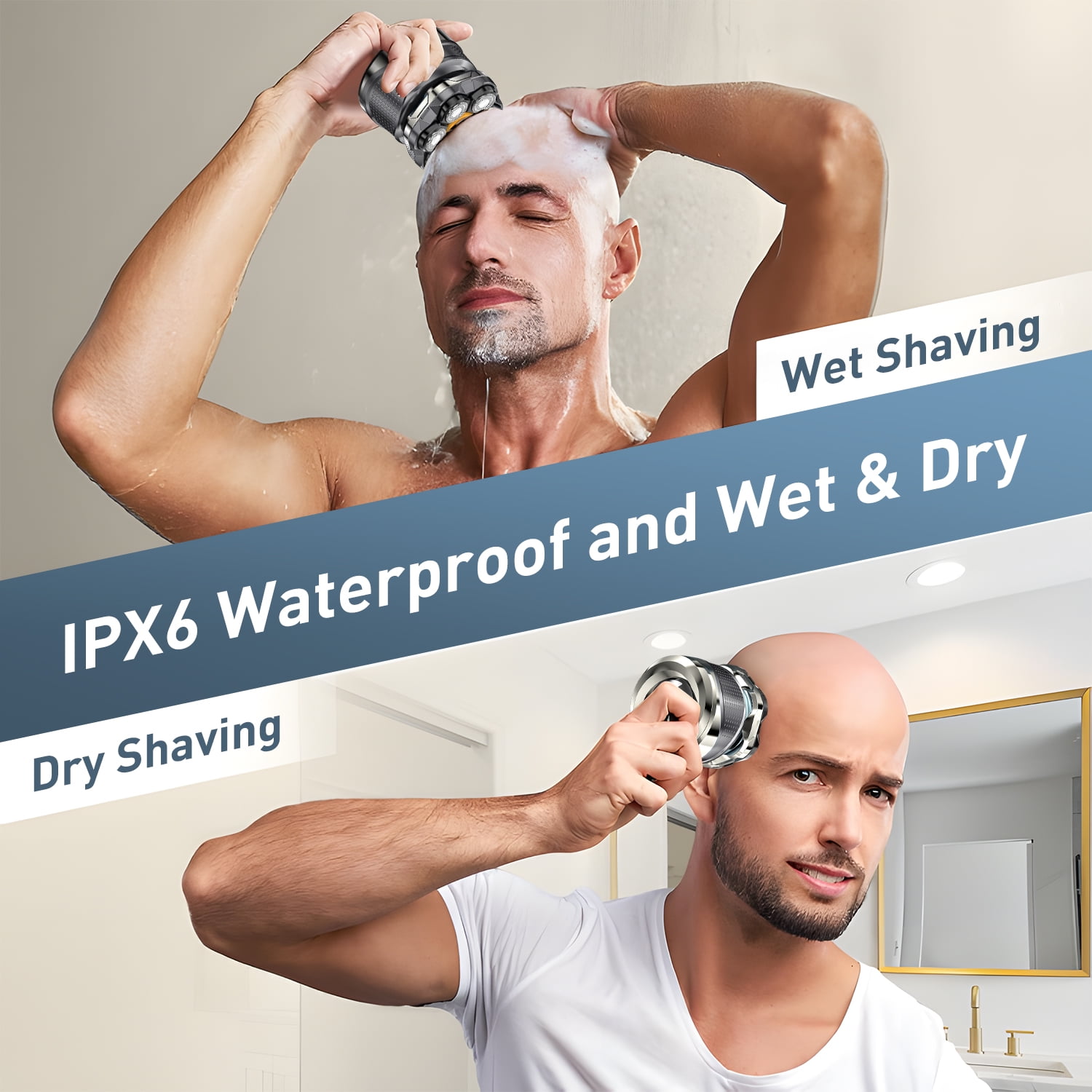 KAIPARA Head Shavers for Bald Men, Magnetic Electric Razor for Men, 7D Rotary Shavers, Cordless Rechargeable IPX6 Waterproof Rechargeable Shaver