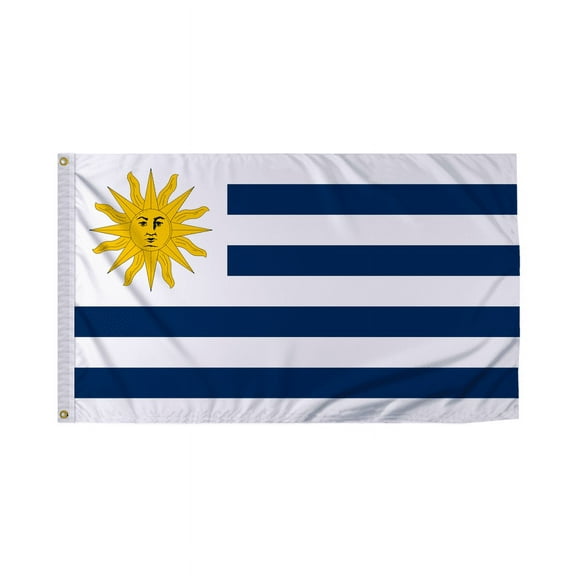 Promopatriot Uruguay Country Flag 3x5 Ft Outdoor Nylon Double Stitched Edges Canvas Header Brass Grommets 3'x5' Uruguay