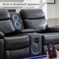 thumbnail image 6 of Power Loveseat Recliner Chair Sofa with Speaker for Living Room Faux Leather Electric 2 Seater Black Home Theater Seating Doubler Reclining Sofa with Hidden Storage,LED Lights,USB Port,Cup Holders, 6 of 7