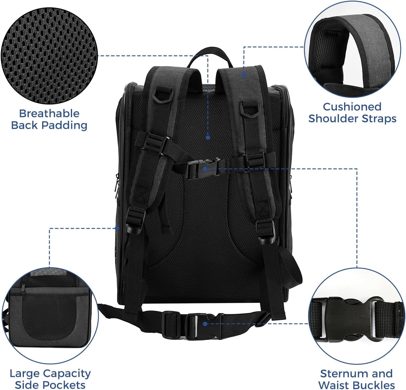 Dog & Cat Carrier Backpack for 4-18lb Pets - Ventilated Safe Design with Padded Back Support, Breathable Mesh Pet Backpack for Hiking, Travel, Outdoor (Black).Product promotion event