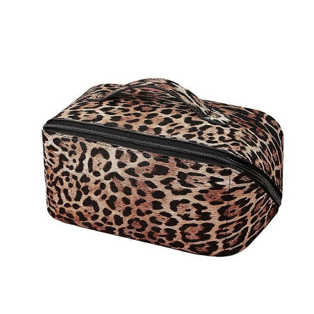 Women Fashion Leopards Printed Wash Bag Portable Multipurpose Wash Bag for Outdoor Traveling