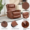 thumbnail image 4 of 360° Swivel Recliner Chair Rocker with Massage and Heating for Elderly, Genuine Leather Lounge Single Sofa with Adjustable Footrest and Backrest, Red, 4 of 7