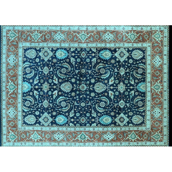 Ahgly Company Indoor Rectangle Oriental Light Blue Industrial Area Rugs, 2' x 5'