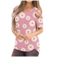 thumbnail image 2 of DailyTrove Women's Cold-Shoulder Daisy Print Top - 3/4 Sleeve Casual Blouse, Playful for Picnics & Events, 2 of 5