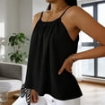 thumbnail image 6 of Miluxas Women's Solid Spaghetti Strap Cami Top Textured Ruched Casual Loose Fit Sleeveless Tank Tops Black, 6 of 8
