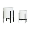 thumbnail image 2 of 2-Piece Modern Metal Planter Pot With 4-Leg Black Metal Base - White - 14.75"H x 11.75"W / 12"H x 9.5"W, 2 of 4