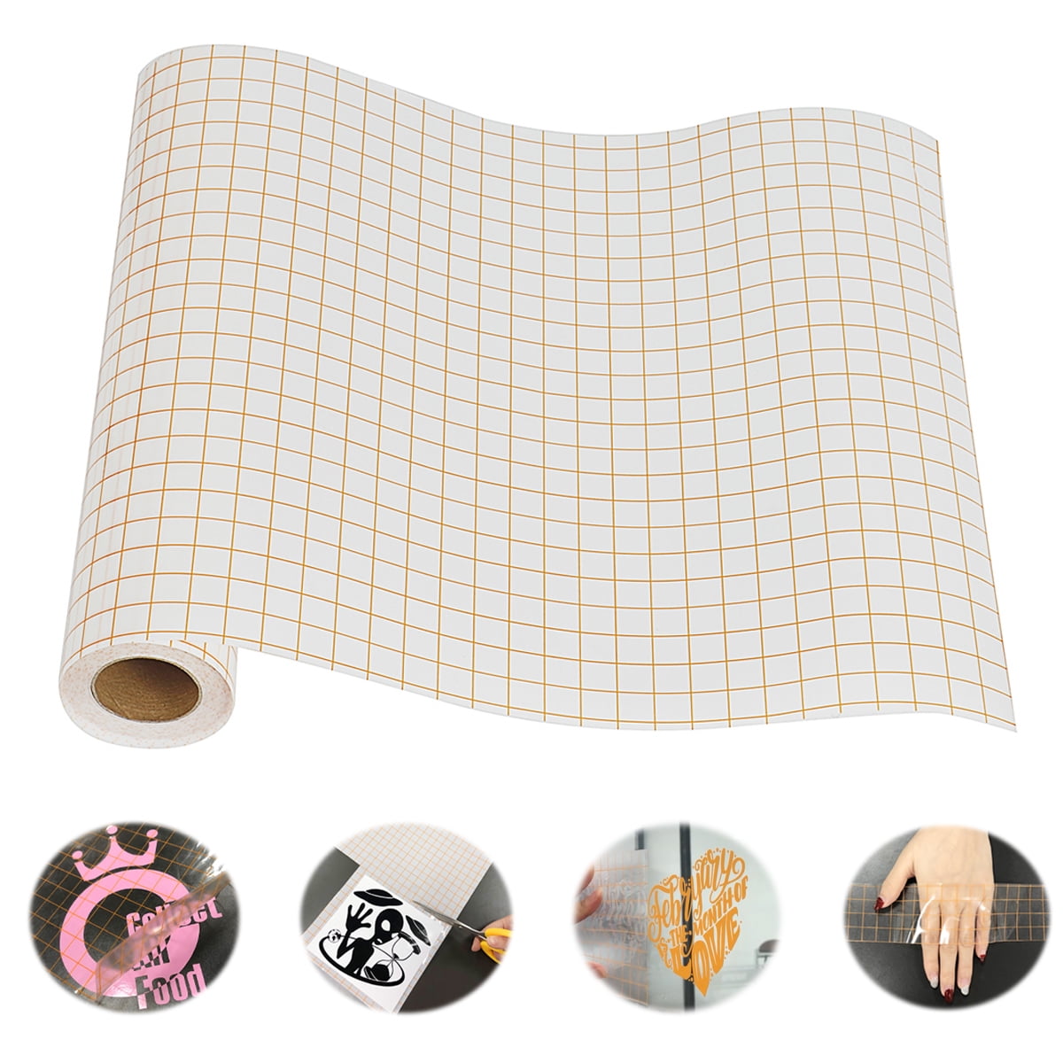 Vinyl Transfer Tape Application 12" X 30 FT Transfer Paper Clear Roll with Grid