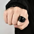 thumbnail image 3 of Stainless Steel Men's Ring Gemstone Hip Hop Style Black Jewelry Gift, 3 of 5