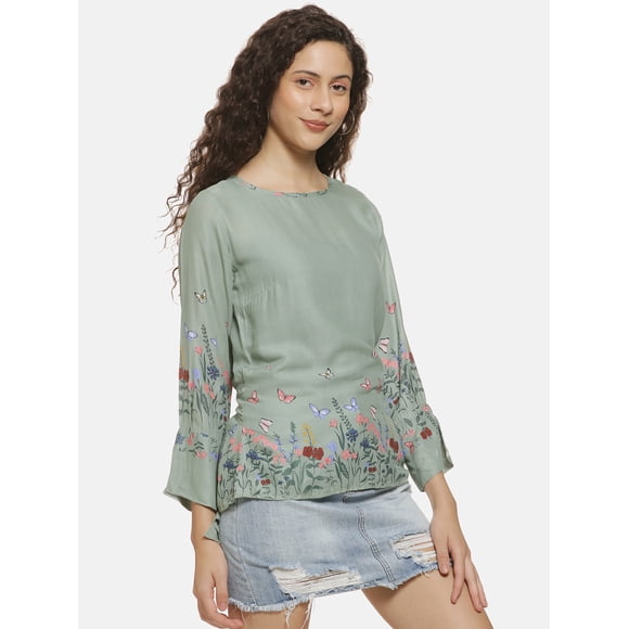 Women Casual Light Green Top