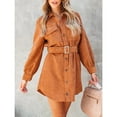 thumbnail image 2 of Super Soft Corduroy Shirt Dress | Mini Length Casual Design, 2 of 4