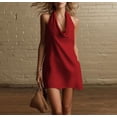 thumbnail image 7 of Yteetum Dresses for Women Sleeveless Halter Neck Mini Dress Sundress Summer Casual Solid Cowl Neck Wedding Guest Dresses Evening Gown, 7 of 7