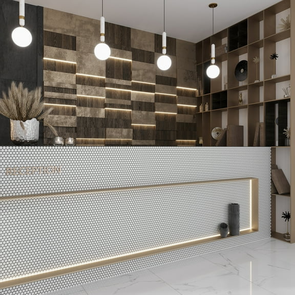 Cirkel 11.46 in. x 12.4 in. Matte White Porcelain Mosaic Wall and Floor Tile (9.87 sq. ft./case) (10-pack)