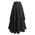 thumbnail image 4 of Vynhevius Women's Irregular Layered Maxi Skirt Solid Elastic Waist Vintage Medieval Casual Long A Line Skirts, 4 of 6