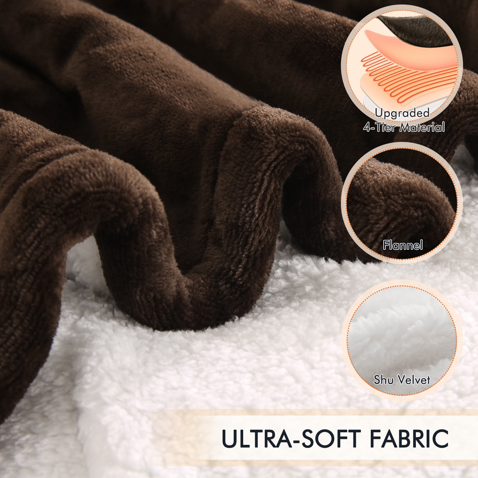 MARNUR Heated Blanket Queen Size 84''x90'', Fast Heating with Dual Controllers Electric Blanket, 10 Heating Levels, 10H Timer, Preheat Function - Brown