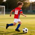 thumbnail image 2 of Kids Printed Soccer Set, Youth Short Sleeve Sports Uniform Kit with T-Shirt, Shorts and Socks for Boys Girls, School Athletic Training & Daily Casual Wear, 2 of 6