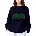 thumbnail image 1 of Gibobby Sudaderas de moda Suéter informal a cuadros con estampado de y silueta de árbol verde para mujer, festivo y elegante, perfecto para Navidad (Azul, XL), 1 of 5