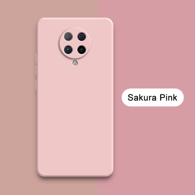Original Square Liquid Silicone Case for Xiaomi POCO F2 Pro Camera Lens Protective Soft Phone Back Cover F2Pro Shockproof Armor Sakura Pink POCO F2 Pro