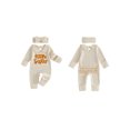 thumbnail image 2 of Cjfdfy Preemie Newborn Baby Girl Fall Outfit, Long Sleeve Little Sister Embroidered Letter Collar Jumpsuit Headwear 2-piece Set Cute Knit Jumpsuit Coming Home Fall Winter Outfit, 2 of 8