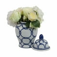 thumbnail image 2 of Traditional Decorative Ceramic Ginger Jar with Lid - Hand-Painted Ceramic - Classic Home Accent for Living Room, Office, Bedroom - 10" Blue & White, 2 of 10