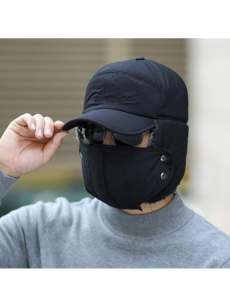 GRNSHTS Winter Warm Facemask Cap, 3 in 1 Bomber Hat with Full Face