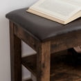 thumbnail image 5 of GZXS Shoe Storage Bench with PU Leather Padded Seat, Rubberwood Frame, Hidden Flip-Top Storage and 3-Layer Shoe Organizer, 24"W for Small Space, Apartment, Entryway (Vintage), 5 of 9