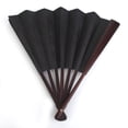 thumbnail image 3 of Miangastore Men Folding Bamboo Blank Hand Fan Wedding Party Gift (Black), 3 of 8