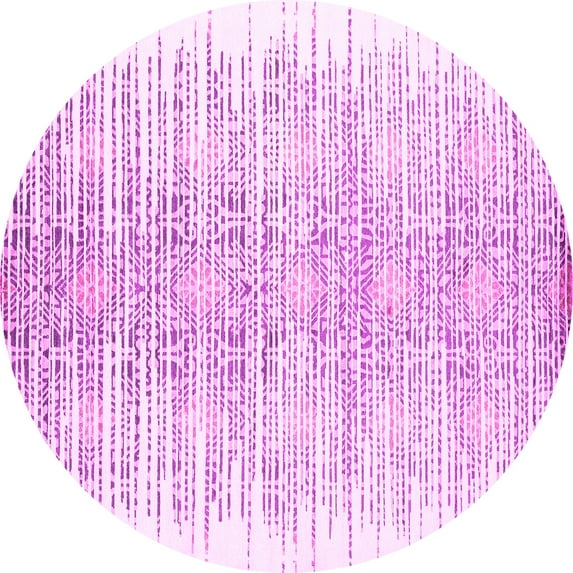 Ahgly Company Indoor Round Abstract Pink Contemporary Area Rugs, 5' Round