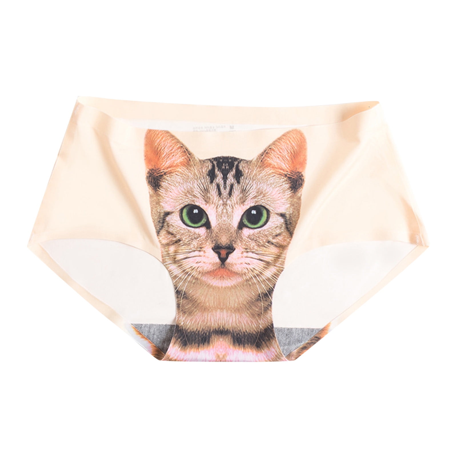 YDOJG Women'S Panties Women Underwear Ice Silk Cat Print Briefs Ladies  Waist Seamless Underwear 