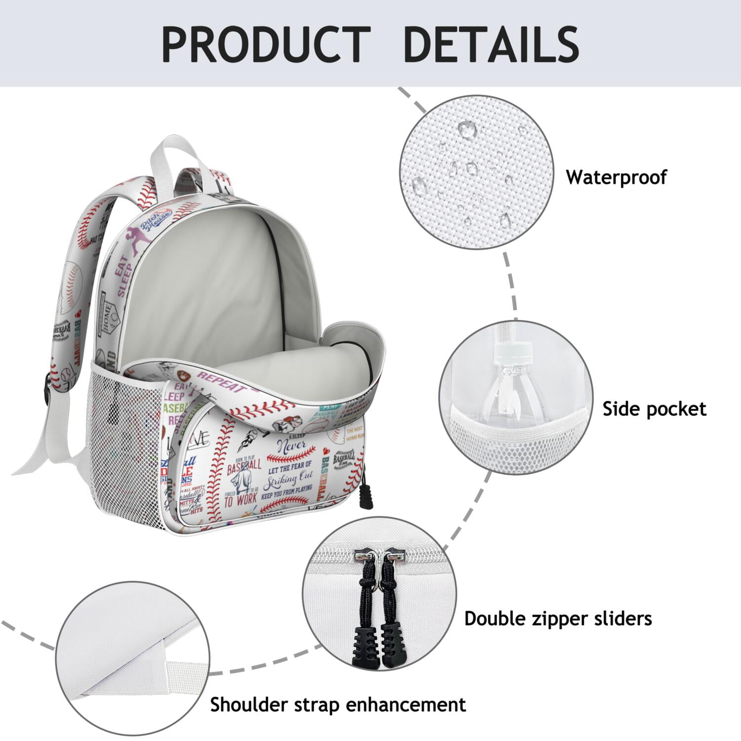 Sports-Themed Ergonomic Backpack for Boys - Waterproof, Durable with Side Pockets for Baseball, Football, Soccer