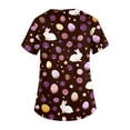thumbnail image 5 of LTTVQM Easter Scrub Tops for Women 2026 Bunny Eggs Graphic Funny Short Sleeve Tops Loose Fit V Neck Trendy Shirts with Pockets Coffee 3XL, 5 of 5