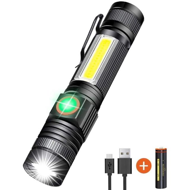 IBAOIBAOLEA A Rechargeable Flashlight(Battery Included), Magnetic IBAOLEA D Flashlight with COB sidelight, 1200 Lumen Super Bright IBAOLEA D, Waterproof, Zoomable, 4 Modes Best Flashlight