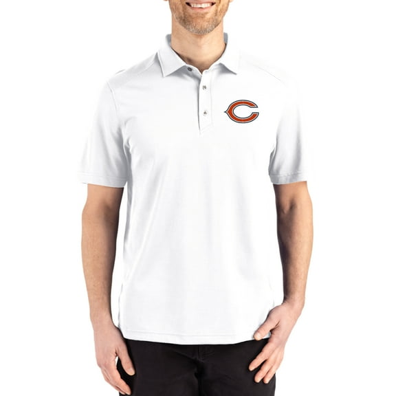Men's Cutter & Buck White Chicago Bears Big & Tall Advantage Refresh Epic Confidence Recycled Tri-Blend Pique Polo