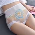 thumbnail image 4 of Gibobby Panty Microfibra con Encaje Ropa interior elástica cintura para mujer, bragas suaves altas, bragas sexis encaje flores para mujer, Bikini bordado, bragas para mujer（Blanco， L), 4 of 5