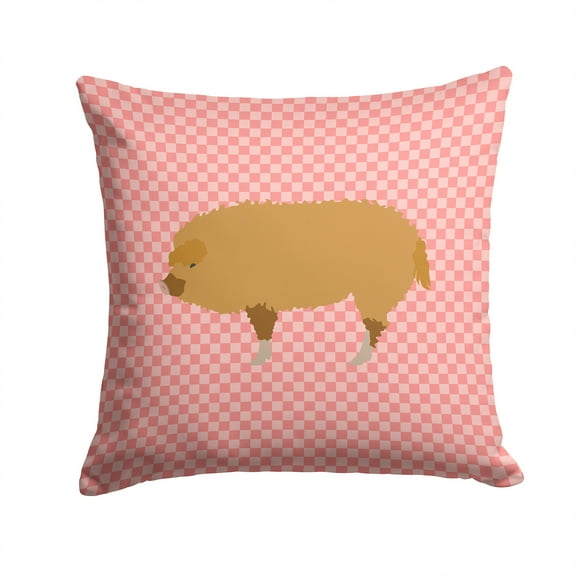 Carolines Treasures Hungarian Mangalica Pig Pink Check Fabric Decorative Pillow 14Hx14W multicolor