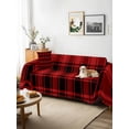 thumbnail image 3 of Red Black Plaid Couch Cover, Vintage Farmhouse Abstract Buffalo Check Sofa Cover Blanket for 1 Seat Cushion, Sectional Sofa Slipcover Furniture Protector for Living Room Bedroom 71''x91'', 3 of 9