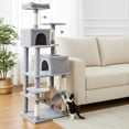 thumbnail image 4 of Costway 70" Cat Tree for Indoor Cats with Padded Top Perch, Dual Condos, Hammock, Platforms Light Gray, 4 of 10