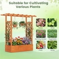 thumbnail image 6 of Fir Wood Raised Garden Bed with Side Trellis & Hanging Roof Orange 43"×14"×45" Planter Box with Drainage Holes Detachable Bottom 110LBS Capacity for Patio Garden Balcony, 6 of 10