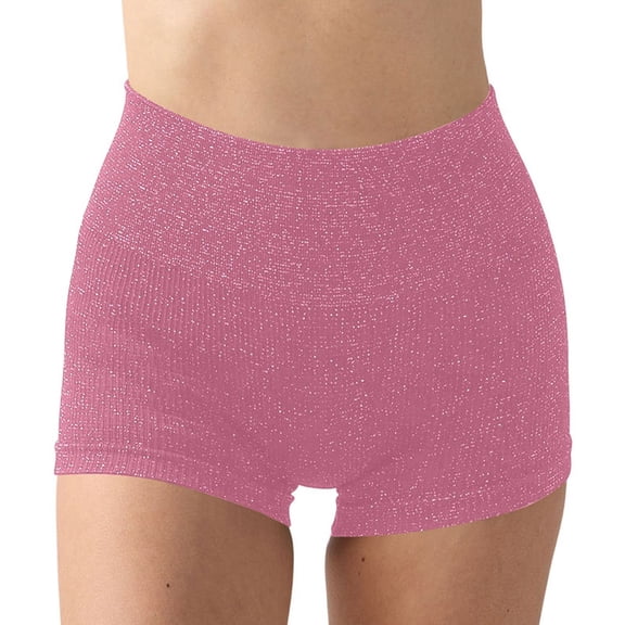 DHFJKG High Waisted Yoga Shorts For Women Glitter Workout Gym Fitness Running Athletic Soft Leggings Carnival Sparkly Versatile Trousers