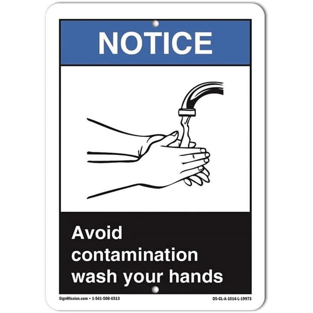 SignMission OS-CL-A-1014-L-19973 10 x 14 Po Panneau de Signalisation OSHA - Évitez la Contamination Lavez-Vous les Mains