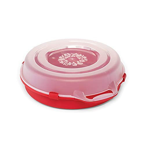 Homz Holiday Wreath Plastic Storage Box with Clear Lid (up to 24-Inch Diameter), Red (3-Pack)
