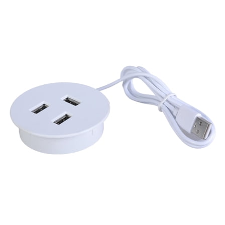 Desktop Charging Station USB Embedded Power 3 Port USB Desk Grommet Hole Round