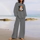 thumbnail image 1 of Puntoco Traje De Pantalón Y top De Manga Larga Con Cuello Redondo Y Estampado De Halloween Para Mujer Gris Xxxxl, 1 of 4