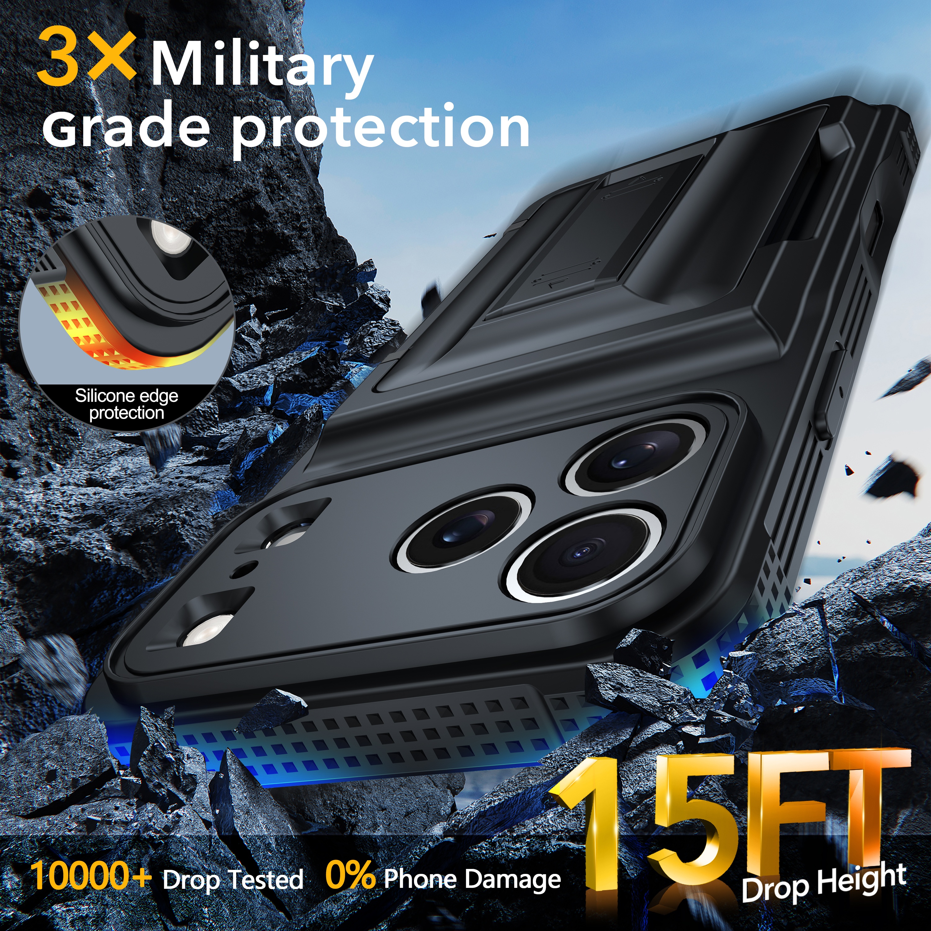Oneagle Stand & Wallet Case (Store 4-5 Cards) for iPhone 17 Pro Case with Card Holder,Black