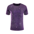 thumbnail image 5 of INSPIRE CHIC Sheer Mesh T-Shirts for Men's Short Sleeves Tee Shiny Metallic Glitter T-Shirt L Purple, 5 of 6