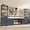 Blue, variant on WARAYZ Farmhouse U-Shaped TV Stand for TVs up to 75", 3-in-1 Entertainment Center with Drawers, Adjustable Shelves, Power Outlets & USB, White