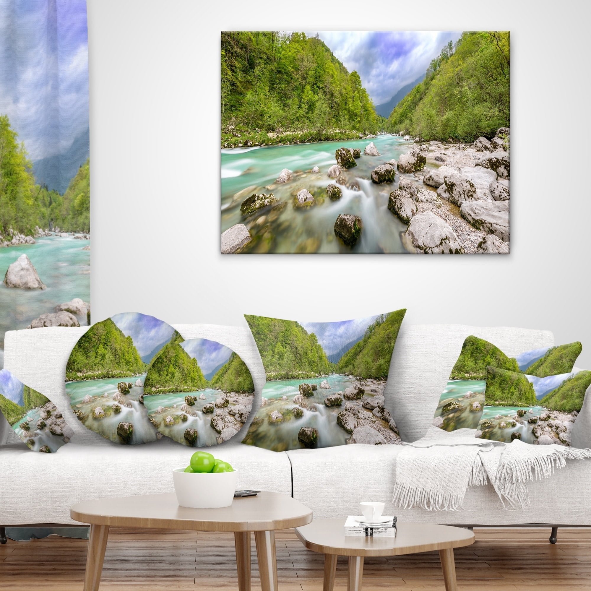 Designart CU11730-26-26 Slovenia Waterfall Panorama Landscape Printed Cushion Cover for Living Room Sofa Throw Pillow 26 x 26