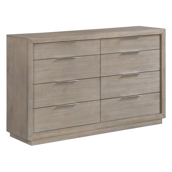 Bowery Hill 8-Drawer Bedroom Dresser in Gray - Solid Wood Construction