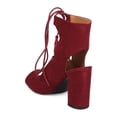 thumbnail image 3 of New Women Qupid Chester-11 Faux Suede Peep Toe Lace up Chunky Heel, 3 of 6