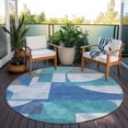 thumbnail image 6 of Addison Rugs Chantille Indoor/Outdoor Transitional Mid Century Teal Washable Round Rug, 8' x 8', 6 of 6
